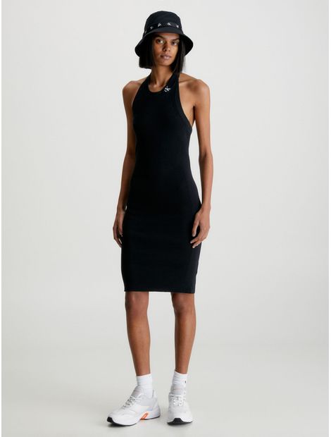 Vestido-cogido-al-cuello-de-algodon-organico
