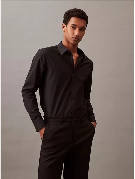 Camisa-slim-manga-larga-con-tejido-elastico